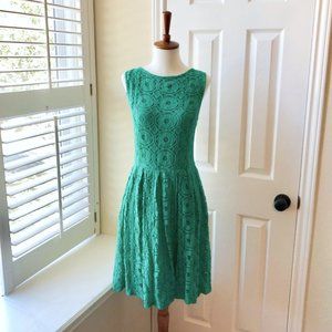 H by Bordeaux Lacy Green Sleeveless A-line Dress